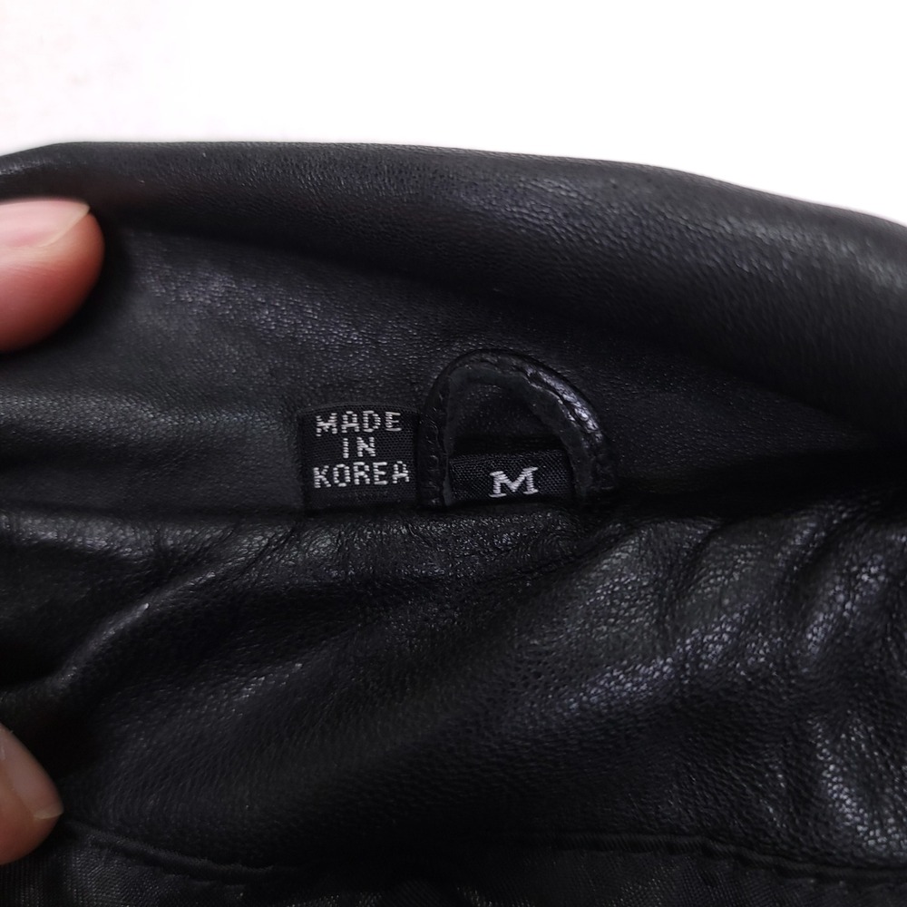 GEORGETOWN Mens Vintage Double Breasted Leather Jacket Black Medium - Picture 9 of 12